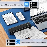 Imprimante sans fil portable A4, sans encre, USB, thermique, batterie 2600 mAh, résolution 203 dpi, prend en charge le papier US Letter/Legal 8,5x11 pouces