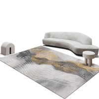 Tapis rectangulaire moderne en velours géométrique Wan Xinlong, facile à nettoyer, pour salon et canapé