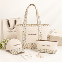 Sac fourre-tout en toile à motifs floraux, patchwork color block, bordure contrastée, grand sac à bandoulière, sac de travail, sac de voyage, sac de plage pour femmes