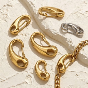 Aceworks ACS219 Carabiner Snap Hook Clasp 26-32mm | 18K PVD Gold Plated Stainless Steel Oval <b>Spring</b> <b>Gate</b> Connector DIY Jewelry - Product Image 1