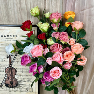 Bouquet de roses artificielles Yixuan, fleurs en soie, décorations de mariage faites à la main, arrangement au sol - Product Image 1