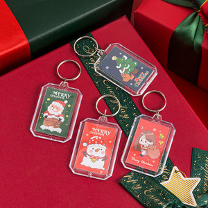 Christmas Themed Acrylic Keychain <b>Cartoon</b> Santa Snowman Portable Key Ring Decoration Gift For Students <b>Backpack</b> DIY Pendant - Product Image 3