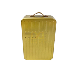 FDA élégant Champagne or givré perle rétro poignée en cuir boucle de verrouillage manuel boîte en fer blanc rectangulaire emballage d'impression en métal - Product Image 3