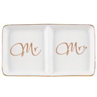 Bandeja de Cerámica Art Deco con Borde Dorado Personalizable, Plato Multifuncional Grabado para Guardar Joyas, Regalo de Boda