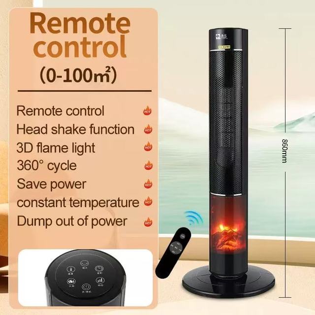 Portable Freestanding PTC Ceramic Electric Heater 2000W Fast Heating Class Energy Efficiency EU Plug for Office Home Commercial