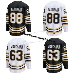 Vente en gros Maillot de hockey Boston Uniforme de hockey sur glace américain cousu pour homme 63 Brad Marchand 88 David Pastrnak