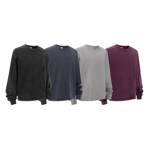 Nouveau Style Personnalisé Batik Hiver et Automne Couche <span class=keywords><strong>de</strong></span> Base 280g T-shirt Matelassé à Manches Longues - Product Image 4