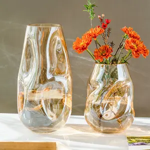 Новое поступление 2023, Геометрическая ваза в скандинавском стиле, стеклянные вазы ручной работы для цветочных композиций
