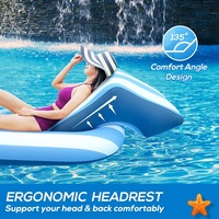 Fauteuil de relaxation gonflable noir pour adulte, canapé aquatique lumineux, siège en maille avec pare-soleil, lit flottant pour piscine, jouet aquatique en PVC