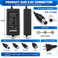 Adaptateur d'alimentation 12V 5A 60W certifié CE fabriqué en usine, connecteur DC 5.5x2.1mm pour moniteurs LCD, CCTV
