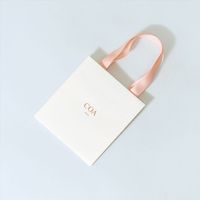 Sac cadeau en papier blanc avec logo personnalisé, ruban rose, emballage de luxe pour cosmétiques, bijoux, vêtements, boutique