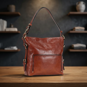 Sacs à bandoulière pliables légers en cuir véritable pour femmes, grande capacité, imperméables, avec fermeture éclair – Nouveauté tendance BS INTERNATIONAL - Product Image 2