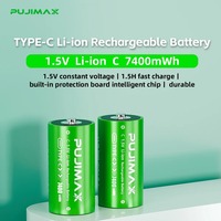 PUJIMAX 2Pcs 1.5V 7400mWh Piles au lithium de taille C rechargeables par USB avec câble de charge USB Type C pour vidéo
