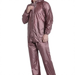 Survêtement imperméable à capuche pour homme, couleur unie, polyester, décontracté, avec poches latérales et fermeture à boutons - Product Image 2