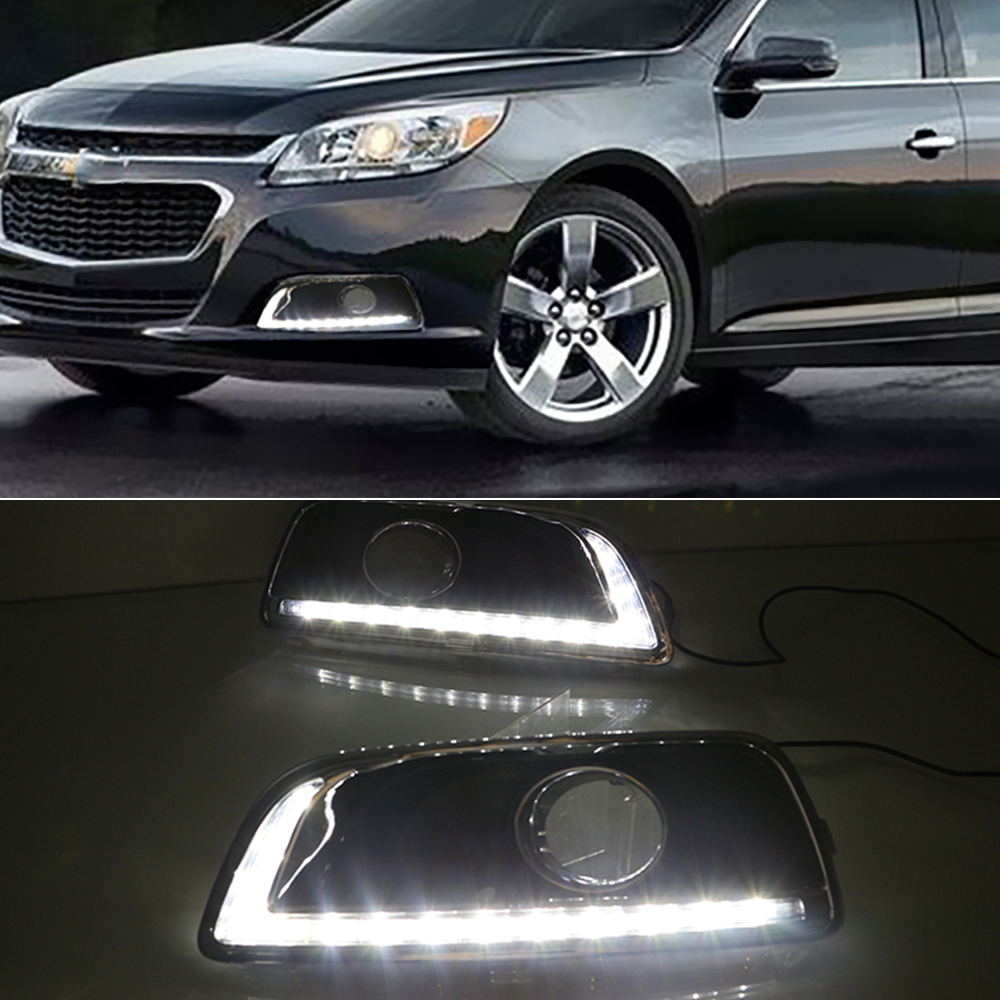 LED Daytime Running Lights DRL Fog Lamp for Chevrolet Malibu 2011-2015 with  Yellow Turn Signal - IP67 Waterproof 800LM, image size:1000x1000
