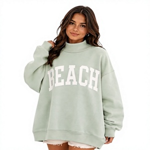 Sudadera de Alta Calidad para Mujer, Estampada, Oversize, con Cuello Alto y Estampado Playero en la Parte Delantera, Ligera y Transpirable, para Uso Casual - Product Image 1