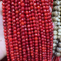 Perles de corail de bambou marin facettées en vrac, pierres rondes teintées pour bijoux DIY, 38 cm/fil