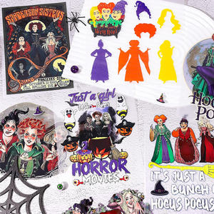 Autocollants en vinyle thermocollant Halloween Sorcière Personnages de films sœurs Patchs HTV Transferts Hocus Pocus pour T-shirts en tissu Chapeaux DIY - Product Image 1