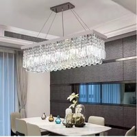 Décorations de restaurant, lampe de salon d'hôtel, décoration de la maison, luminaire suspendu, lustre moderne en cristal noir rectangulaire pour plafond