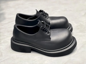 2026 New Premium Black Leather <b>Platform</b> Derby Shoes Chunky Big Toe Lace-Up Dress Shoes for Men - Product Image 5