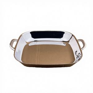 Assiettes de service carrées jetables écologiques en acier inoxydable 304, design à double anse, durables et compatibles lave-vaisselle pour camping et cuisine - Product Image 4