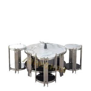 Premium Contemporary Metal Nesting Side Tables Set with Gold Finish and Tempered Glass Top for Home Décor - Product Image 1