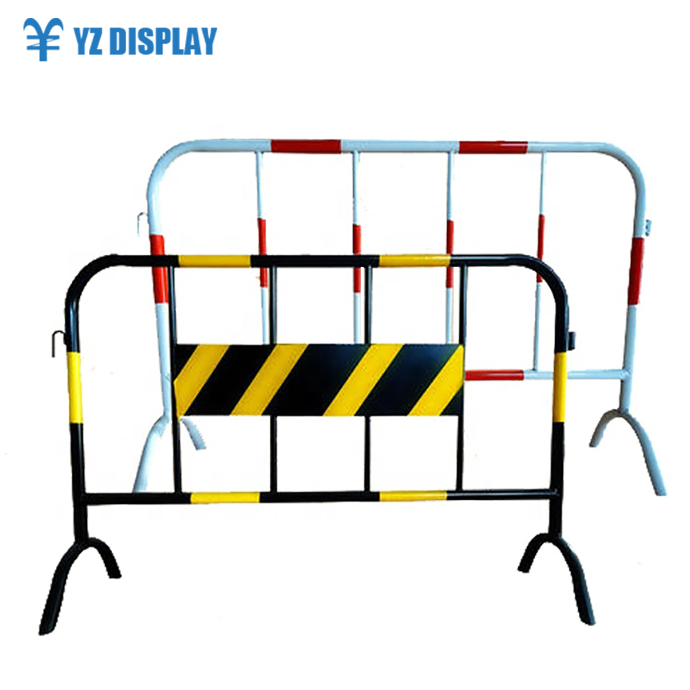 Китай, оптовая продажа, дорожный барьер, рекламный металлический желтый и черный барьер с крючками