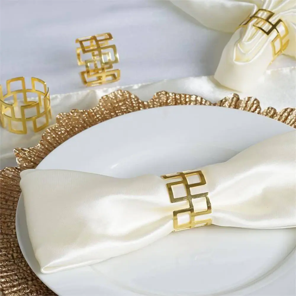 DEACORY Wholesale cheap handmade table decoration gold kirsite metal hotel restaurant napkin ring for wedding