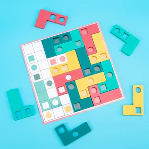 Juguete de madera de nuevo diseño para niños, rompecabezas tipo L, juego a juego de color cognitivo, aprendizaje lógico, enfoque en juegos de mesa