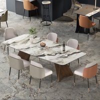 Table de salle à manger en quartz DOJII, ensemble de salle à manger 5 pièces, nouveau mobilier classique avec structure en aluminium, table de salle à manger blanche et grise de 48 pouces, chaise
