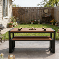 Ensemble de table rectangulaire de jardin avec 2 chaises et un banc, mobilier de salon extérieur, design moderne, métal + plastique bois durable