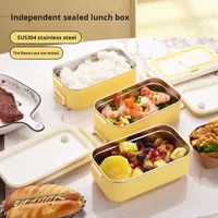 Boîte à lunch rectangulaire isotherme multicouche en acier inoxydable 304 Zhongzhi, conteneur alimentaire portable, anti-fuite, moderne