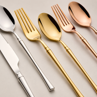 Ensemble de couverts en acier inoxydable argenté et doré, 4 pièces, finition miroir, pour hôtel, restaurant, restauration, vente en gros