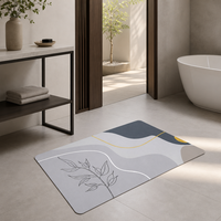 Tapis de douche pliable géométrique super absorbant, résistant au feu, antidérapant, séchage rapide, en polyester fabriqué à la machine pour la maison et la salle de bain