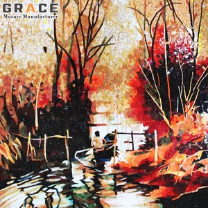 Paisaje acuático de Venecia cortado a mano estilo europeo costumbres culturales mosaico Mural vidrio Oficina pared decoración barquero arte mosaico rompecabezas azulejos - Product Image 6