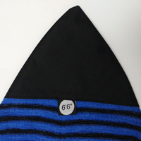 Housse de planche de surf en polyester à rayures noires et bleues de 6,6 pieds