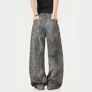 Vaqueros Anchos de Mezclilla de Tiro Medio con Micro-Bolsillos, Pintados a Mano, Ecológicos, Estilo Vintage, Rasgados, para <span class=keywords><strong>Hombre</strong></span> y Mujer, de Estilo Urbano Americano - Product Image 3
