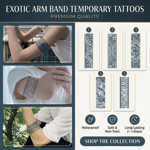 MOONLIGHT Nouveaux autocollants de <span class=keywords><strong>tatouage</strong></span> <span class=keywords><strong>semi</strong></span>-permanents à base de jus végétal pour bras, imperméables, résistants à la transpiration, forme géométrique, <span class=keywords><strong>tatouage</strong></span> personnalisable - Product Image 2