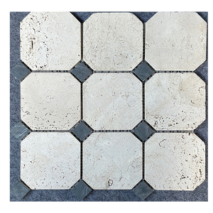 Màu be travertine khảm bát giác hình THOI CHẤM gạch lát sàn cổ điển tắm nhà bếp đá vôi lát gạch Moroccan handmade - Product Image 2