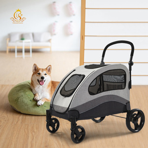 EUR PET toptan büyük bebek evcil hayvan arabası seyahat açık lüks köpek arabası katlanır Pet arabası köpek sepeti - Product Image 3