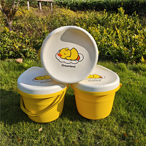 Dreamland Yellow Duck Storage <b>Stool</b> With Lid For Kids Toy Organizer Round <b>Plastic</b> Seat 1-3 Years Old - Product Image 1