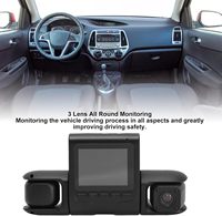 Nouveau système de caméra de voiture à écran partagé 3 voies, enregistrement 1080P avant, habitacle, coffre, DVR de voiture WIFI 2,4 pouces avec moniteur et support gratuit