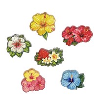 Perles à double trou en relief motif fleur d'hibiscus tropicale, accessoires pour bijoux faits main DIY, matériaux pour stylos perlés, vente en gros