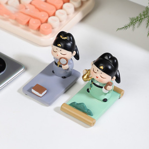 Figuras de Resina Estilo Dinastía Tang, 4 Piezas, Decoración de Escritorio, Soporte para Teléfono, Regalo de Oficina, Diseño Tradicional - Product Image 4