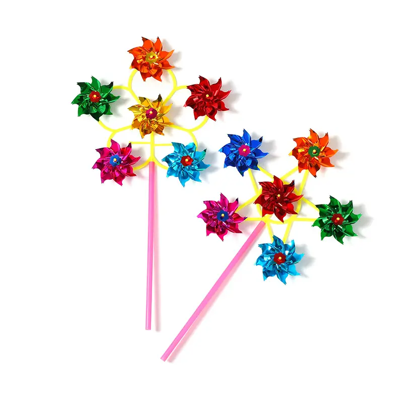 人気ファッション夏ポータブル6輪明るい花風車子供用おもちゃ