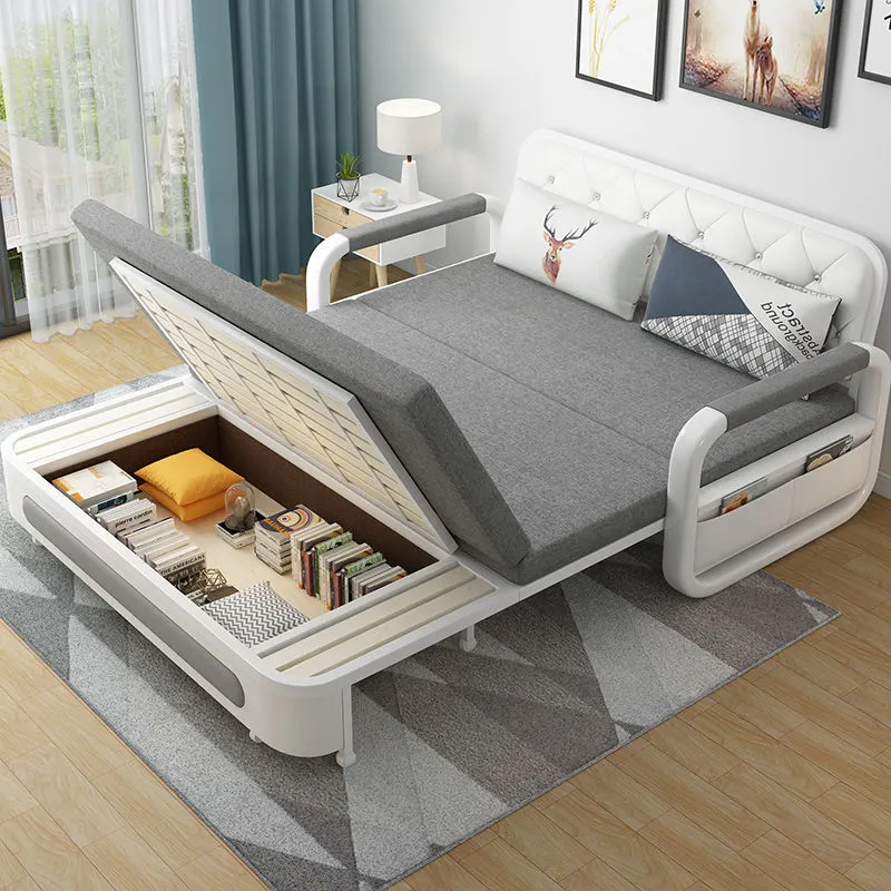 モダンなリビングルームの家具ソファベッドモダンなファブリック実用的な収納オプションのソファ折りたたみ機能ソファ