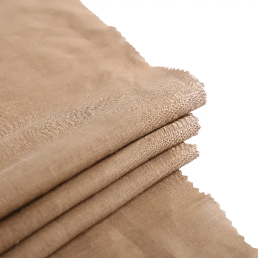 HAHOO kahverengi haki renk brokar düz stil dubai yumuşatılmış % 100% keten takım elbise giysi kumaşı