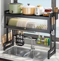 Égouttoir à vaisselle multifonctionnel pour évier, support de rangement et organisateur de cuisine domestique en PC et métal