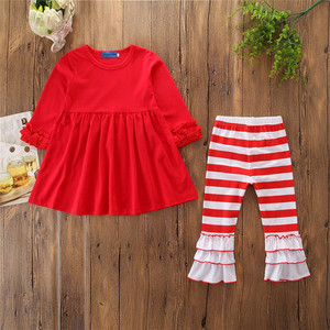 bebé ropa de excelente calidad verde rojo <span class=keywords><strong>chica</strong></span> traje de camisa de manga larga de otoño e invierno falda - Product Image 4