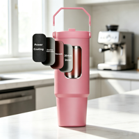 Gobelet isotherme en acier inoxydable 30 oz avec logo personnalisé, double paroi, isolation sous vide, couvercle rabattable anti-fuite 20 oz, mug de voyage pour voiture